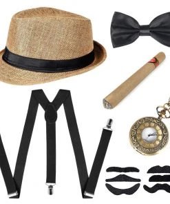 Hallowitch Costumes 1920s Gatsby Costume Panama Hat Set Men's