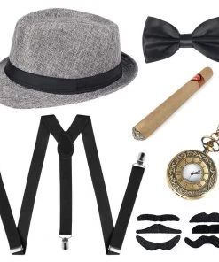 Hallowitch Costumes 1920s Gatsby Costume Panama Hat Set Men's