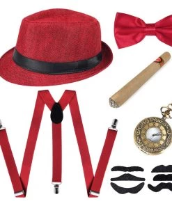 Hallowitch Costumes 1920s Gatsby Costume Panama Hat Set Men's