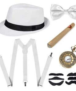 Hallowitch Costumes 1920s Gatsby Costume Panama Hat Set Men's