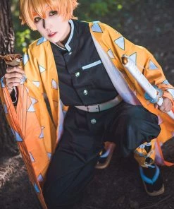 Hallowitch Costumes Zenitsu Agatsuma Cosplay Costume - Demon Slayer Kimetsu No Yaiba