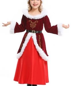 Hallowitch Costumes Mrs Santa Claus Suit Dress Costume For Kids