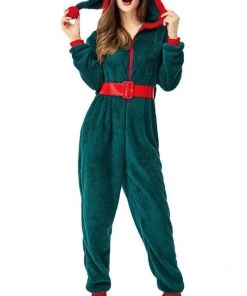 Hallowitch Costumes Christmas Onesie Costume For Adults- Green Girls'