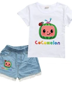 Hallowitch Costumes Cocomelon T Shirt Shorts Outfit For Summer Girls'