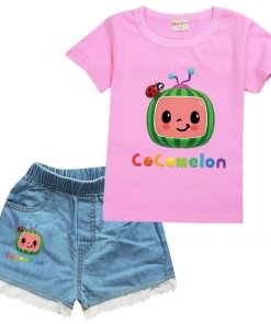 Hallowitch Costumes Cocomelon T Shirt Shorts Outfit For Summer Girls'