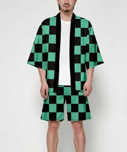 Hallowitch Costumes Tanjiro Kamado Kimono And Shorts Demon Slayer Costume