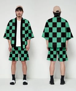 Hallowitch Costumes Tanjiro Kamado Kimono And Shorts Demon Slayer Costume