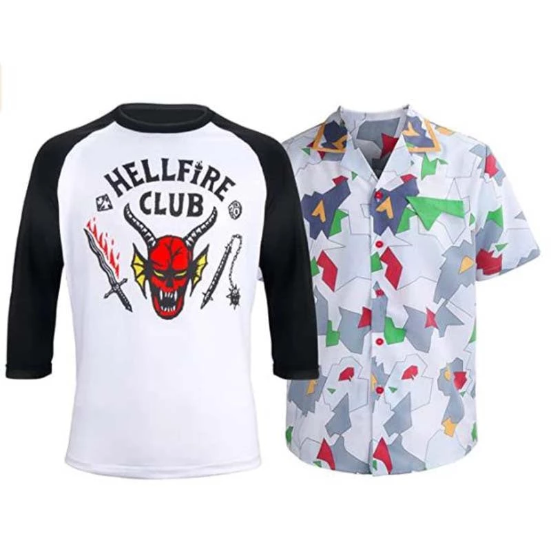 Hallowitch Costumes Boys' Dustin Hellfire Club T Shirt, Shirt Costume. Stranger Things 4. 6 Hallowitch Costumes Boys' Dustin Hellfire Club T Shirt, Shirt Costume. Stranger Things 4.