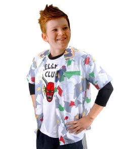 Hallowitch Costumes Boys' Dustin Hellfire Club T Shirt, Shirt Costume. Stranger Things 4. 11 Hallowitch Costumes Boys' Dustin Hellfire Club T Shirt, Shirt Costume. Stranger Things 4.