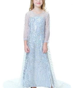 Hallowitch Costumes Frozen Elsa White Long Sequin Dress With Cape For Toddler And Girls Girls'