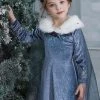 Hallowitch Costumes Girls' Olaf's Frozen Adventure Elsa Dress With Faux Fur Collar