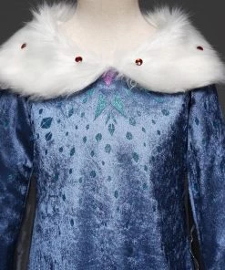 Hallowitch Costumes Girls' Olaf's Frozen Adventure Elsa Dress With Faux Fur Collar