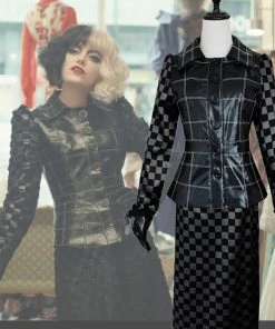 Hallowitch Costumes Adults' Cruella De Vil Costume Black Leather Suit