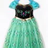 Hallowitch Costumes Girls' Frozen 1 Anna Dress For Kids Short Sleeve