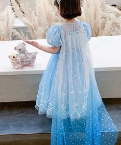 Hallowitch Costumes Elsa Inspired Dress For Kids Short Sleeve With Trail Girls'