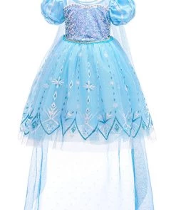 Hallowitch Costumes Elsa Inspired Dress For Kids Short Sleeve With Trail Girls'