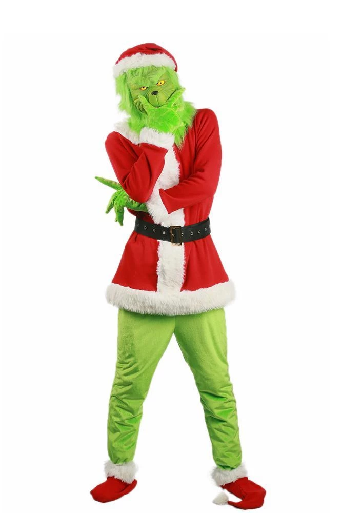 Hallowitch Costumes Christmas Grinch Santa Costume For Adult Men's 3 Hallowitch Costumes Christmas Grinch Santa Costume For Adult Men's