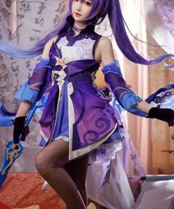 Hallowitch Costumes Genshin Impact Keqing Cosplay Costume Women's
