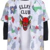 Hallowitch Costumes Boys' Dustin Hellfire Club T Shirt, Shirt Costume. Stranger Things 4.