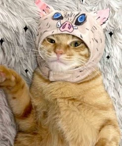Hallowitch Costumes Demon Slayer Inosuke Hashibira Cap For Cats