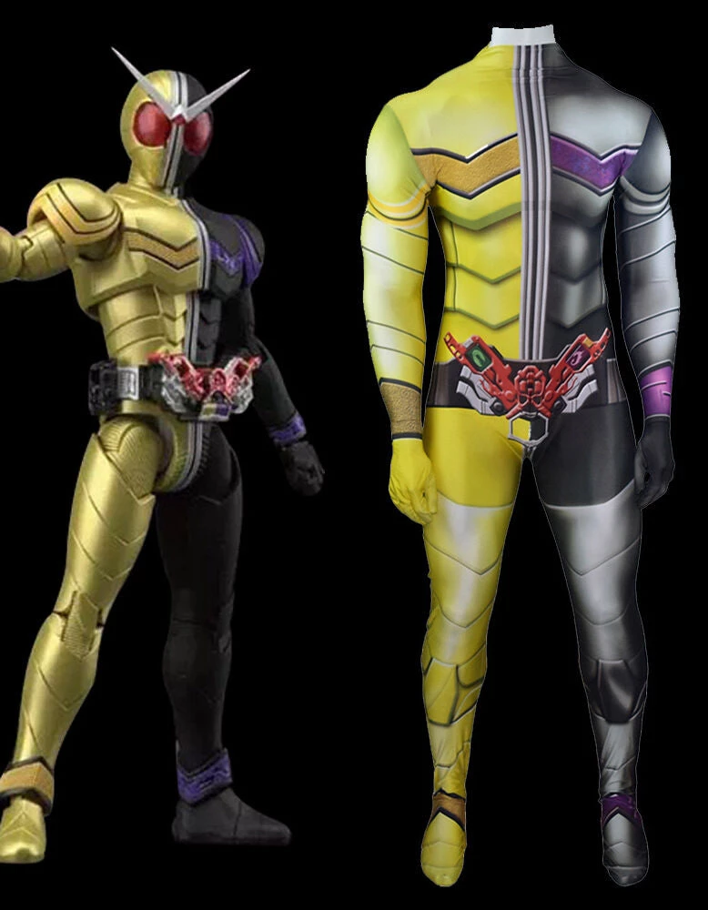 Hallowitch Costumes Boys' Kamen Rider W Costume Zentai Bodysuit Adults Kids 3 Hallowitch Costumes Boys' Kamen Rider W Costume Zentai Bodysuit Adults Kids