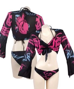 Hallowitch Costumes League Of Legends LoL Jinx Top And Shorts Swimming Suit
