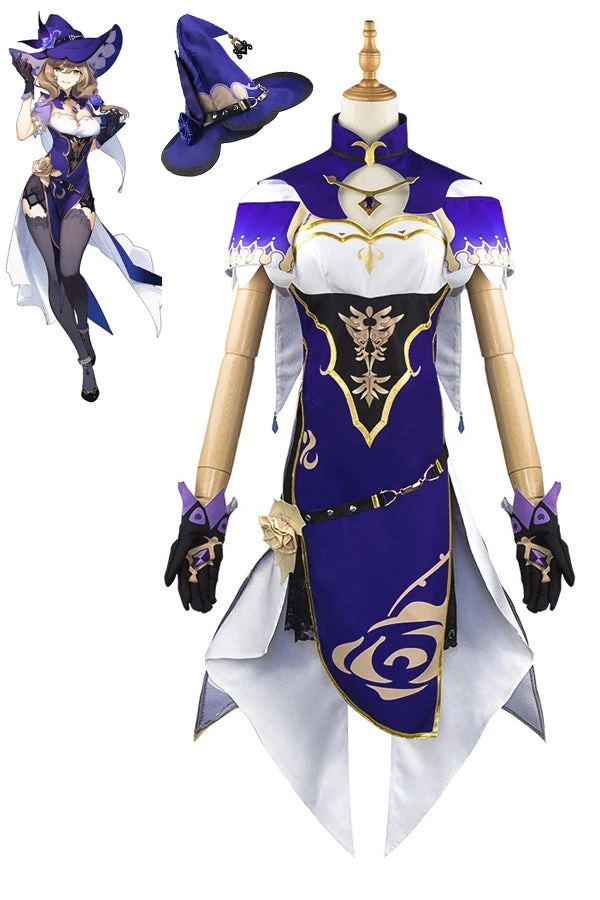 Hallowitch Costumes Genshin Impact Lisa Minci Cosplay Costumes Women's 3 Hallowitch Costumes Genshin Impact Lisa Minci Cosplay Costumes Women's