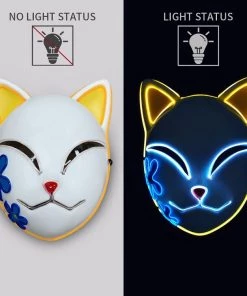 Hallowitch Costumes Men's Demon Slayer Sabito, Makomo, Tanjiro, LED Mask Costume