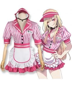 Hallowitch Costumes Marin Kitagawa Pink Maid Dress Costume, My Dress Up Darling Cosplay