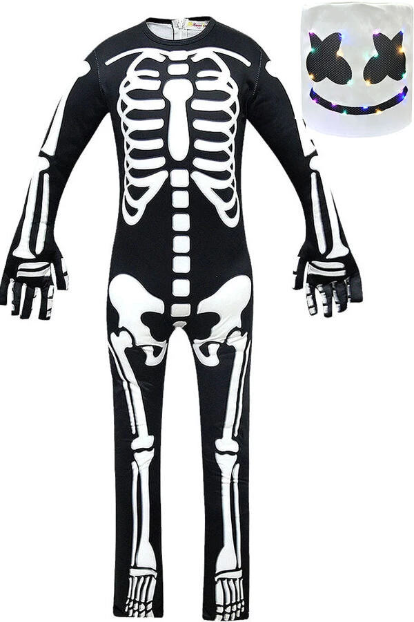 Hallowitch Costumes DJ Marshmello Costume For Kids Boys Halloween-Black Boys' 3 Hallowitch Costumes DJ Marshmello Costume For Kids Boys Halloween-Black Boys'