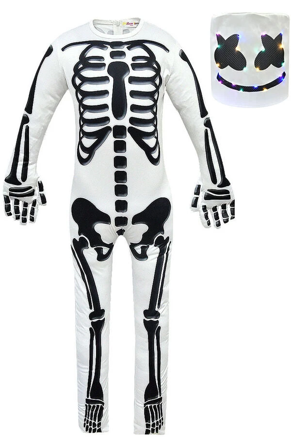 Hallowitch Costumes DJ Marshmello Costume For Kids Boys Halloween-White Boys' 3 Hallowitch Costumes DJ Marshmello Costume For Kids Boys Halloween-White Boys'