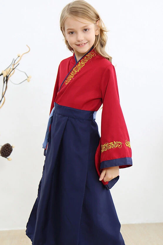 Hallowitch Costumes Mulan Dress Costume For Kids, Red Girls' 3 Hallowitch Costumes Mulan Dress Costume For Kids, Red Girls'