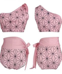 Hallowitch Costumes Women's Nezuko Kamado Swimming Suit Demon Slayer Costume