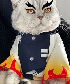 Hallowitch Costumes Kyojuro Rengoku Kimono Costume For Cat And Small Dogs Demon Slayer