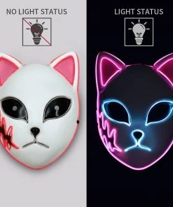 Hallowitch Costumes Men's Demon Slayer Sabito, Makomo, Tanjiro, LED Mask Costume