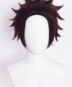Hallowitch Costumes Tanjiro Kamado Wig Cosplay Costume - Demon Slayer Kimetsu No Yaiba