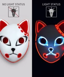 Hallowitch Costumes Men's Demon Slayer Sabito, Makomo, Tanjiro, LED Mask Costume