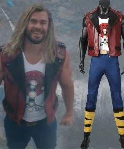 Hallowitch Costumes Men's Thor Love And Thunder Red Vest Jacket Cosplay Costumes