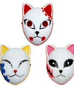 Hallowitch Costumes Men's Demon Slayer Sabito, Makomo, Tanjiro, LED Mask Costume