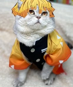 Hallowitch Costumes Demon Slayer Zenitsu Costume For Cats And Small Dogs