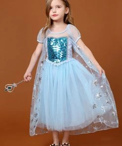 Hallowitch Costumes Frozen Elsa Dress For Kids Short Sleeve With Sequins Girls'