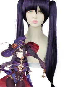 Hallowitch Costumes Genshin Impact Mona Cosplay Wig Purple