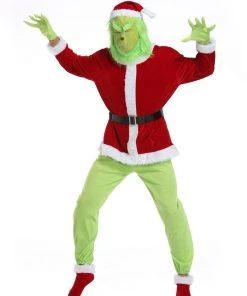 Hallowitch Costumes Christmas Grinch Santa Costume For Adult Men's 9 Hallowitch Costumes Christmas Grinch Santa Costume For Adult Men's