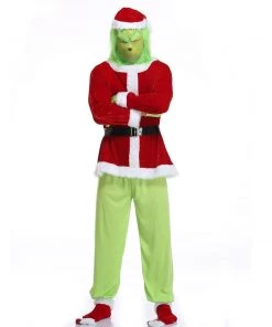 Hallowitch Costumes Christmas Grinch Santa Costume For Adult Men's
