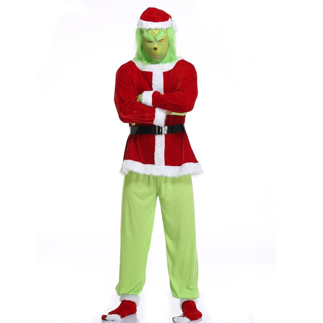 Hallowitch Costumes Christmas Grinch Santa Costume For Adult Men's 4 Hallowitch Costumes Christmas Grinch Santa Costume For Adult Men's