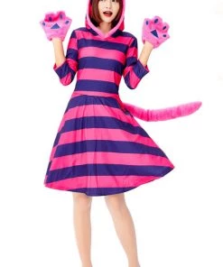 Hallowitch Costumes Women's Womens Cheshire Cat Dress Costume Alice In Wonderland