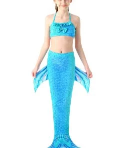 Hallowitch Costumes Mermaid Tail For Swimming Kids Swimsuit-Blue