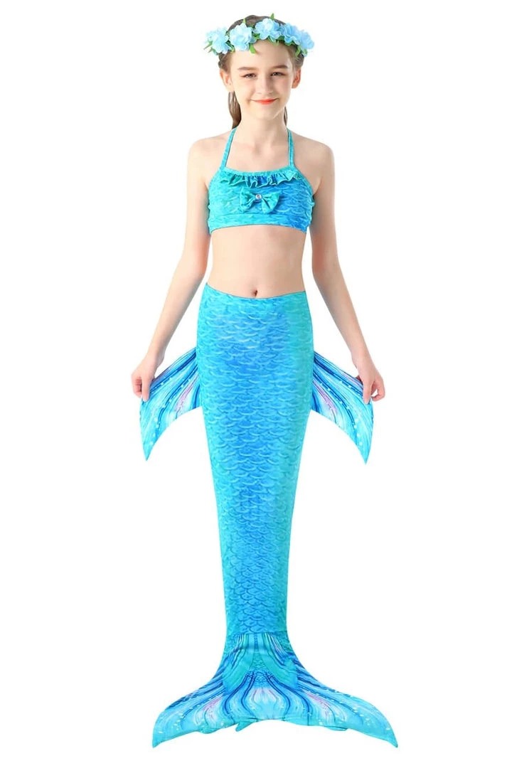 Hallowitch Costumes Mermaid Tail For Swimming Kids Swimsuit-Blue 3 Hallowitch Costumes Mermaid Tail For Swimming Kids Swimsuit-Blue