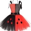 Hallowitch Costumes Harley Quinn Jester Tutu Dress For Baby, Toddler And Kids Girls