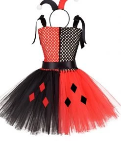 Hallowitch Costumes Harley Quinn Jester Tutu Dress For Baby, Toddler And Kids Girls